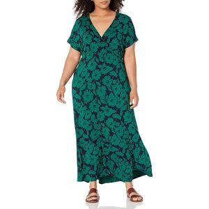 Essentials Green Navy Blue Soft Knit Maxi Dress Size 2X 18 20 Plus Size Summer